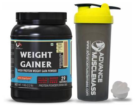 

Advance MuscleMass Weight Gainer with Digestive enzymes 5 1 G Protein Lab tested Raw Whey from USA (Chocolate 1 Kg (2 2 lbs) with Shaker 700 ml
