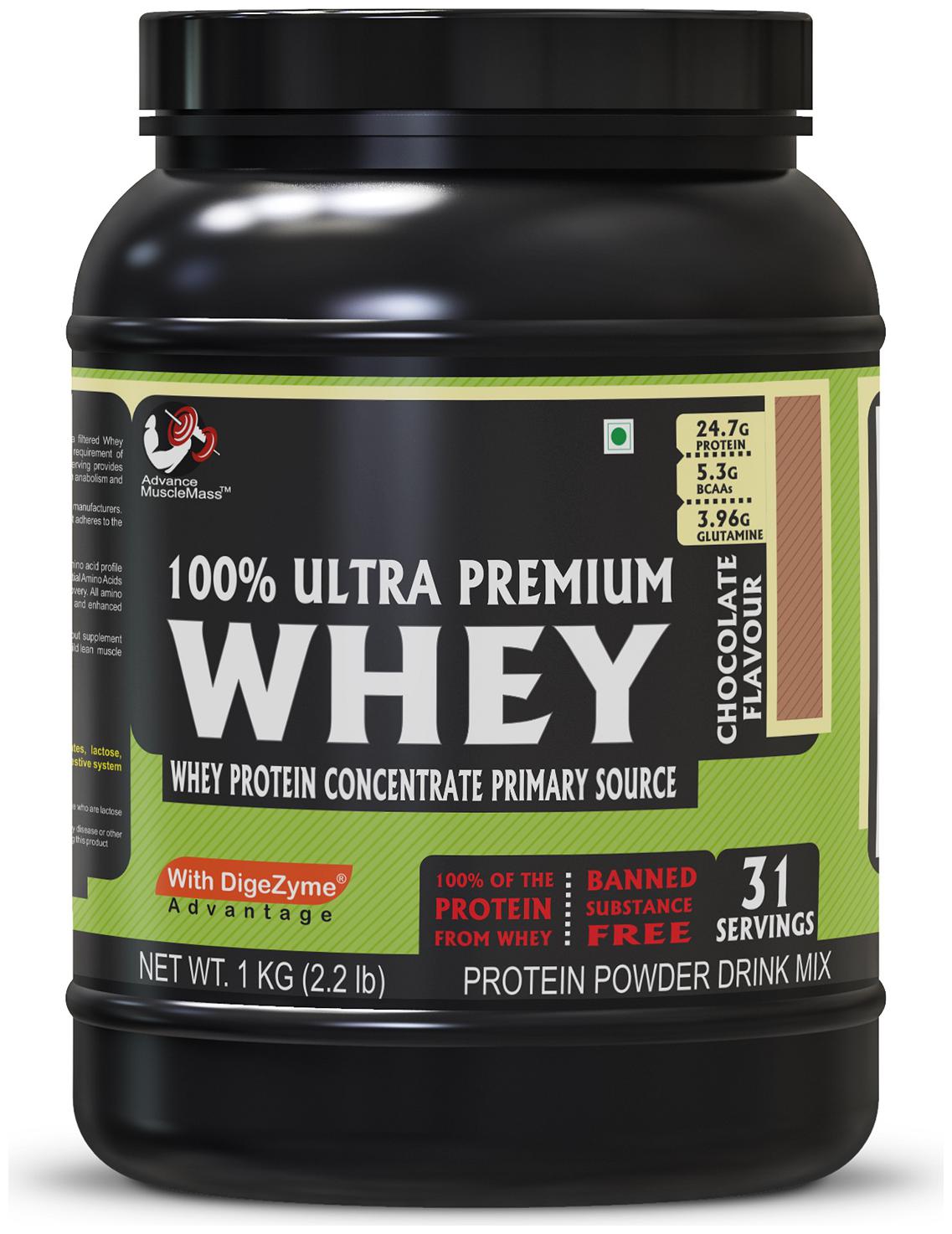

Advance MuscleMass Whey Protein Concentrate With Enzyme Blend 24 7 g protein Lab tested Raw Whey from USA Chocolate 1 Kg (2 2 lb)