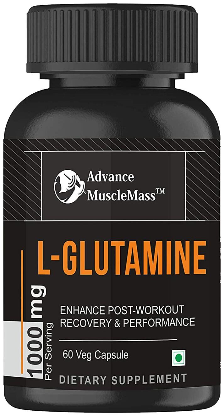 

Advance MuscleMass L-Glutamine Capsule 1000 mg Per serving Vegan Source 60 count