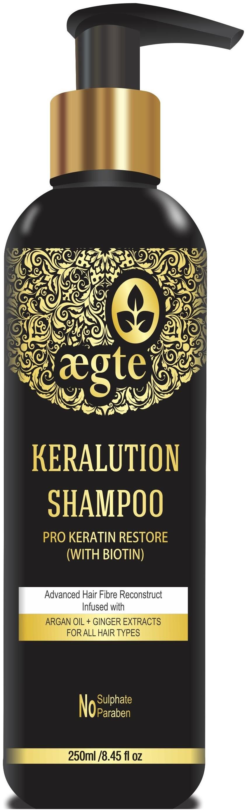 

Aegte Keralution Shampoo Pro-Keratin Restore (With Biotin) for Hair Strengthening Voluminizing No Sulphate No Paraben 250 ml