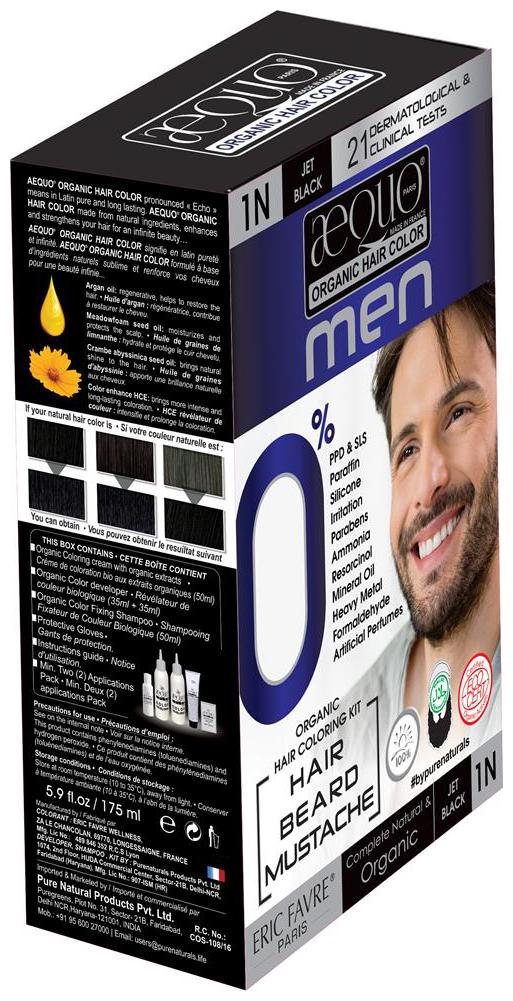 Buy Aequo Organic Men 1n Jet Black Hair Colour 170ml Derma
