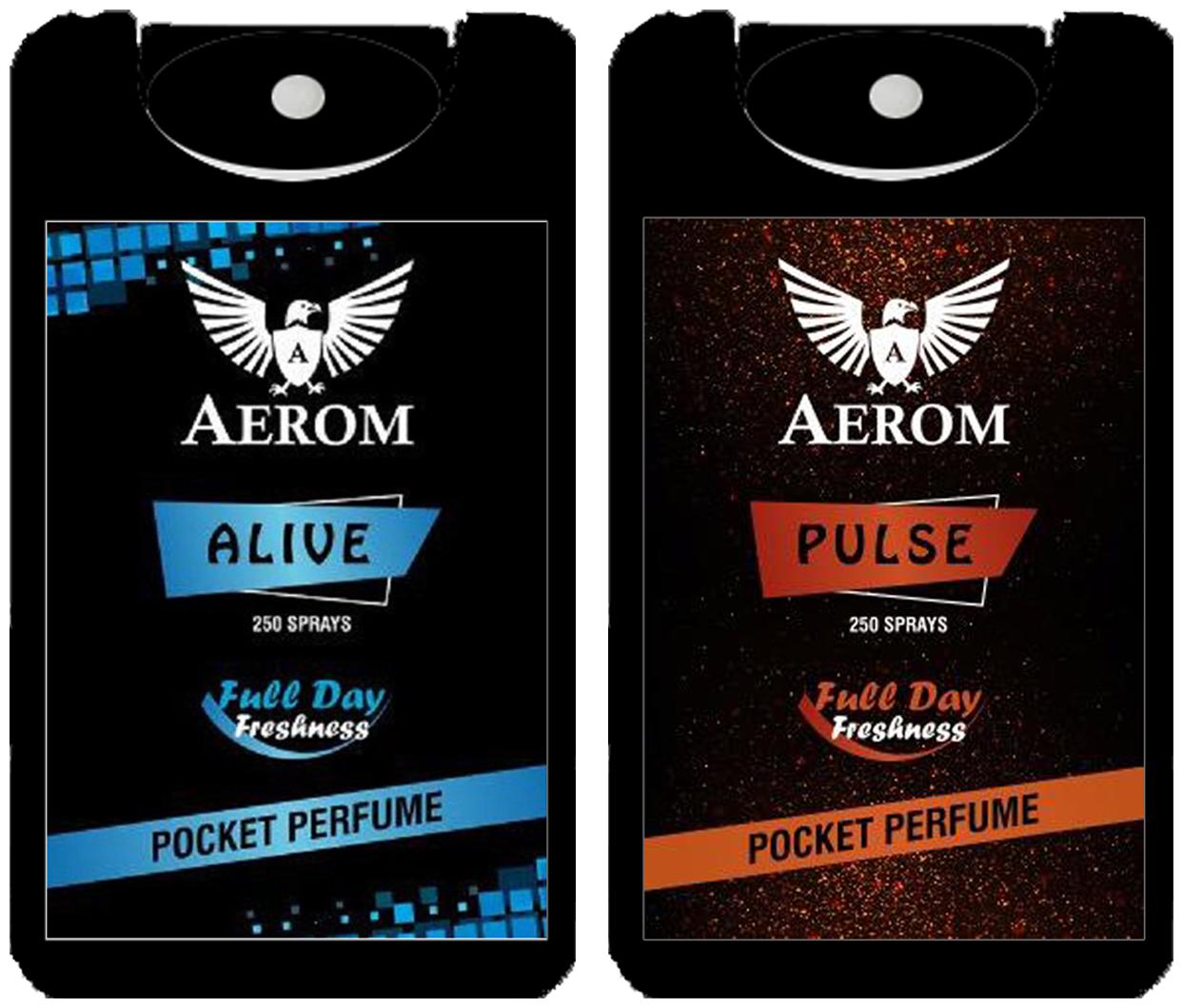 

Aerom Alive and Pulse Pocket Perfume Spray 18 4 ml each (Pack of 2)