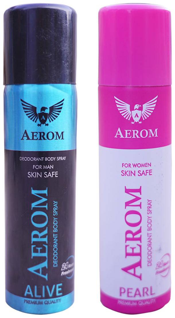 

Aerom Alive and Pearl Deodorant Body Spray For Men and Women 300 ml (Pack of 2)