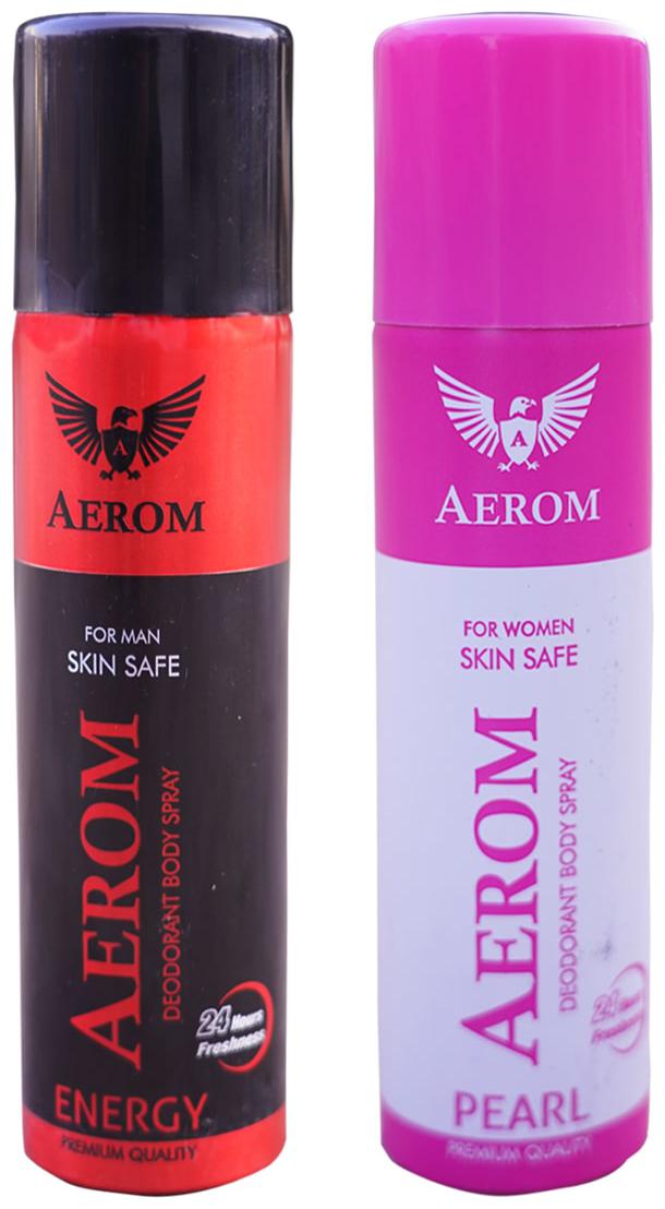 

Aerom Energy and Pearl Deodorant Body Spray For Men and Women 300 ml (Pack of 2)