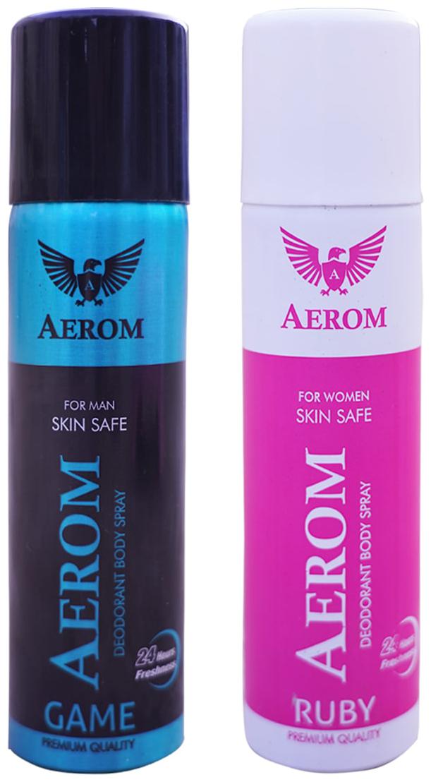 

Aerom Game and Ruby Deodorant Body Spray For Men and Women 300 ml (Pack of 2)