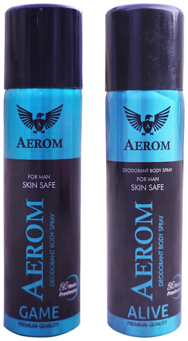 

Aerom Game and Alive Deodorant Body Spray For Men 300 ml (Pack of 2)