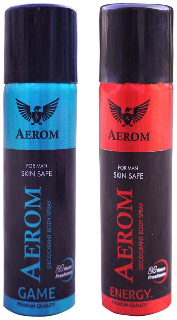 

Aerom Game and Energy Deodorant Body Spray For Men 300 ml (Pack of 2)
