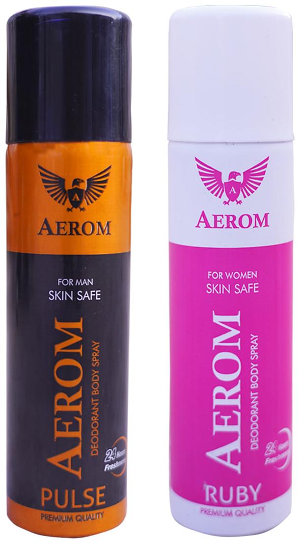 

Aerom Pulse and Ruby Deodorant Body Spray For Men and Women 300 ml (Pack of 2)