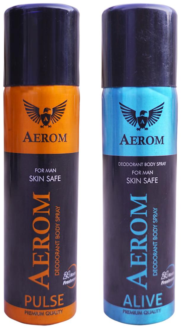 

Aerom Pulse and Alive Deodorant Body Spray For Men 300 ml (Pack of 2)