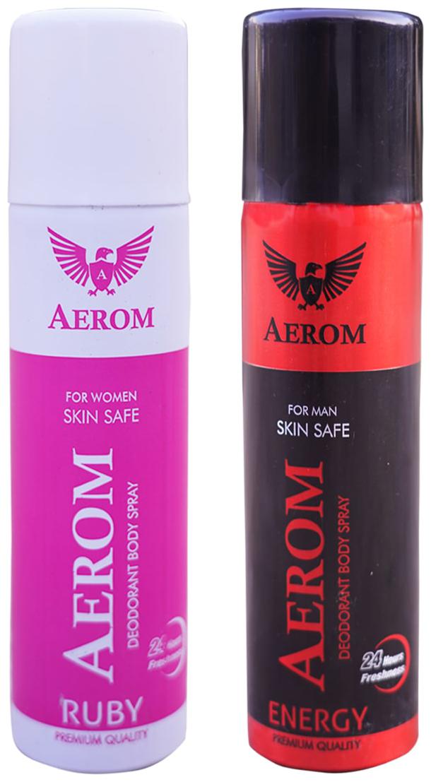 

Aerom Ruby and Energy Deodorant Body Spray For Men and Women 300 ml (Pack of 2)