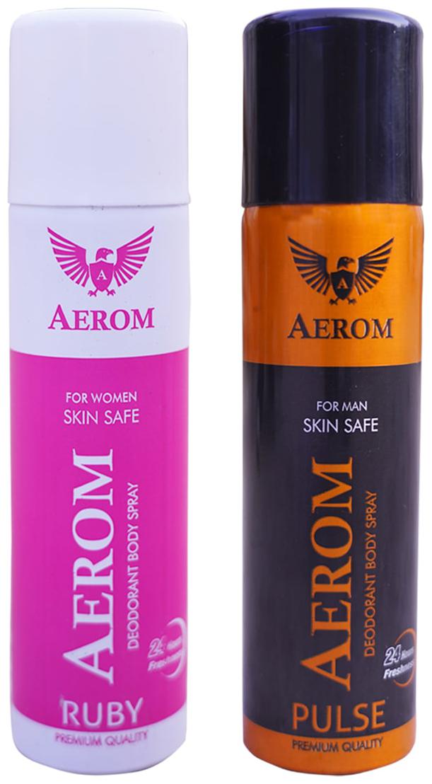 

Aerom Ruby and Pulse Deodorant Body Spray For Men and Women 300 ml (Pack of 2)