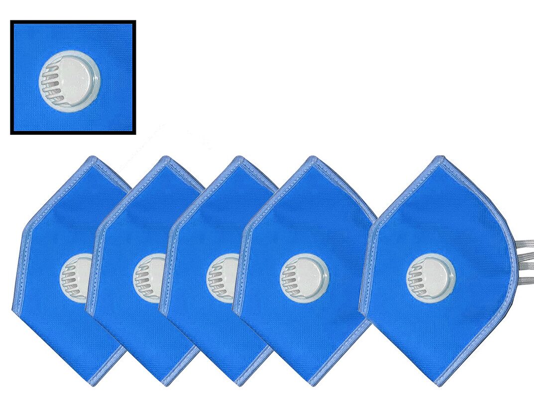 

AESTMO (Pack Of 5) Eco-Friendly Cotton Washable Reusable Anti Dust 4 Layer Face Mask With Filter Valve (Blue)