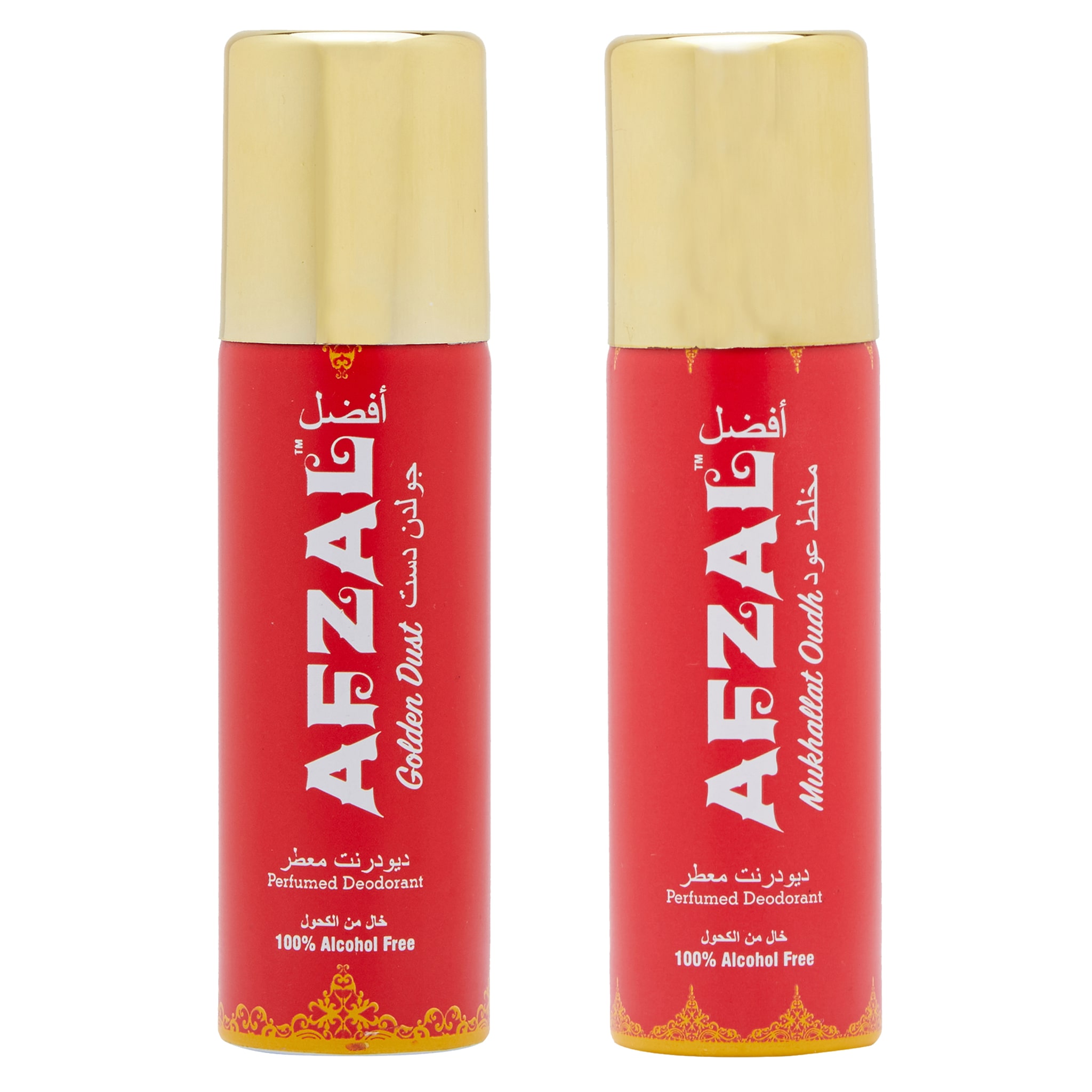 

AFZAL Non Alcoholic Mukhallat Oudh 50 ml Golden Dust 50 ml Combo Deodorants (Pack of 2 x 50ml)