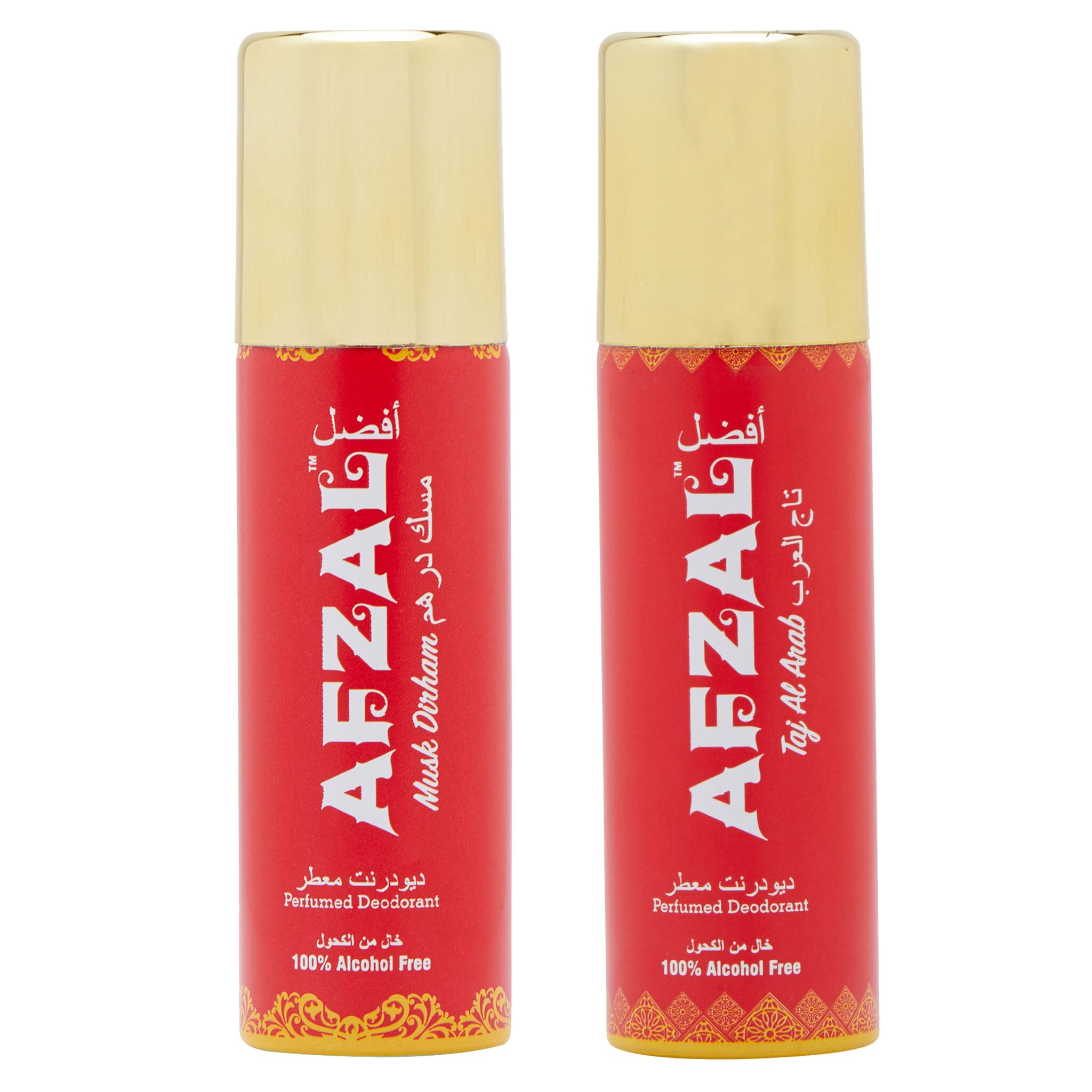 

AFZAL Non Alcoholic Taj Al Arab 50 ml Musk Dirham 50 ml Combo Deodorants (Pack of 2 x 50ml)