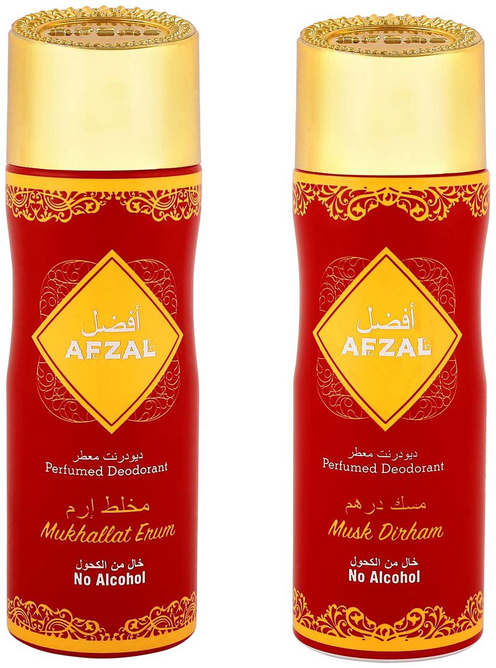

AFZAL Non Alcoholic Mukhallat Erum and Musk Dirham for Men Women 200 ml Each ( Pack of 2 )