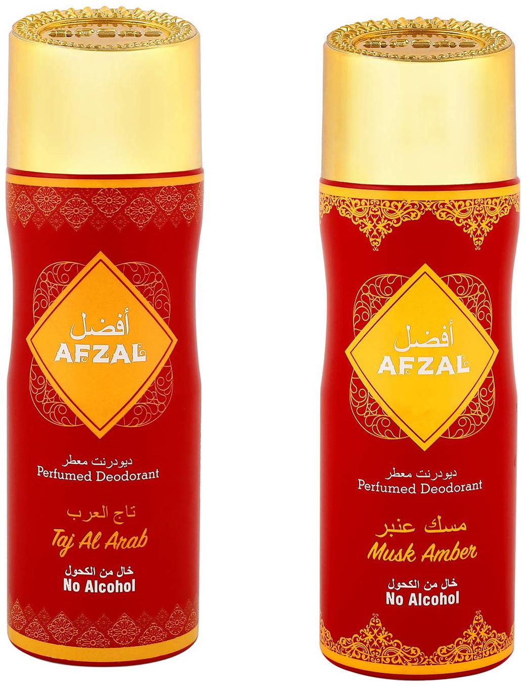 

AFZAL Non Alcoholic Taj Al Arab and Musk Amber for Men Women 200 ml Each ( Pack of 2 )