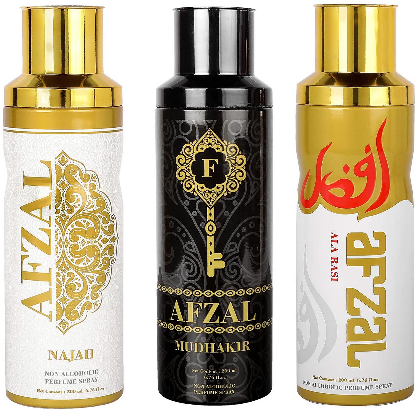 

AFZAL Premium Combos Deodorants Najah Mudhakir and Ala-Rasi 200 ml Each ( Pack of 3 )