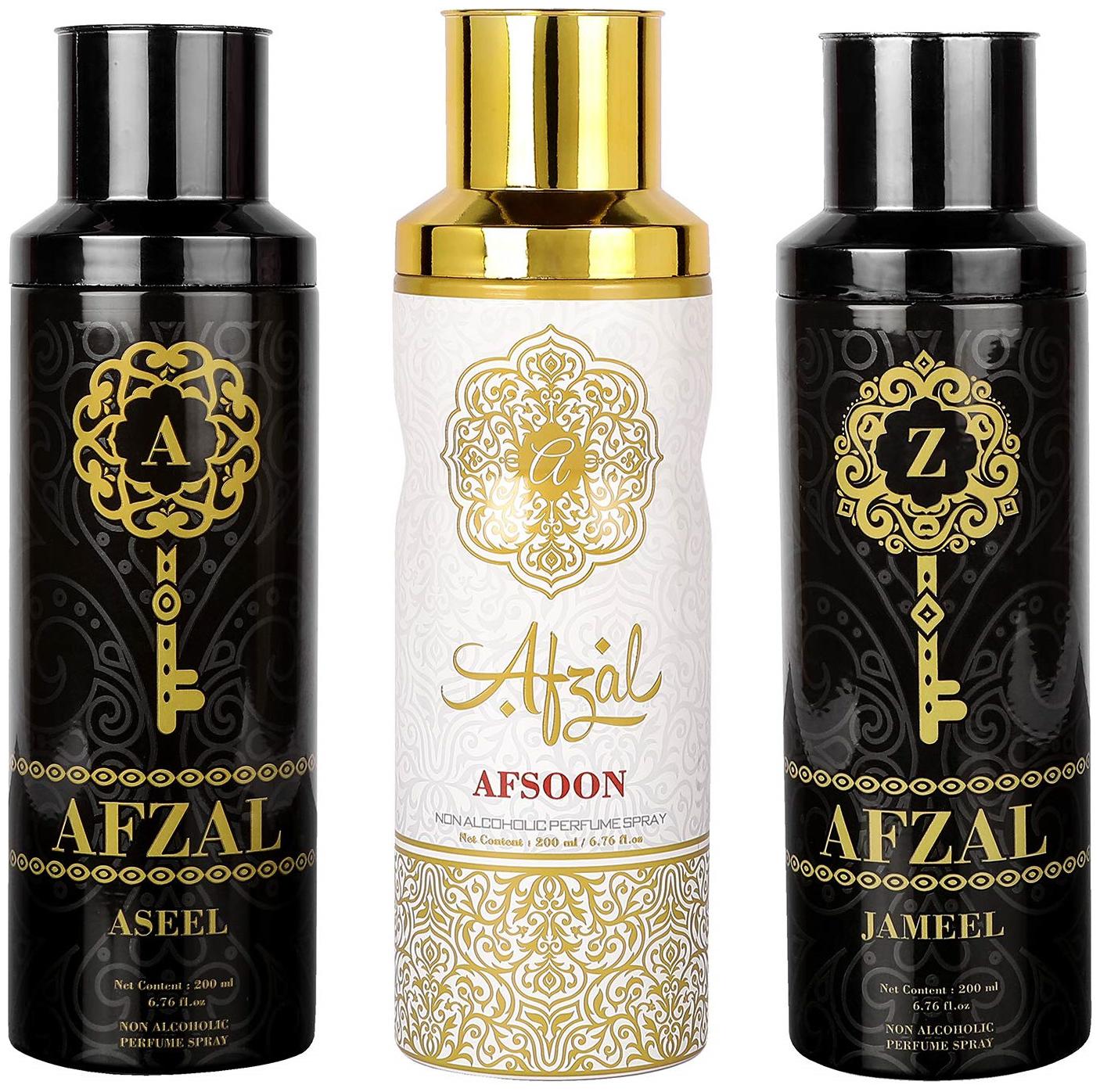 

AFZAL Premium Combos Deodorants Aseel Afsoon and Jameel 200 ml Each ( Pack of 3 )