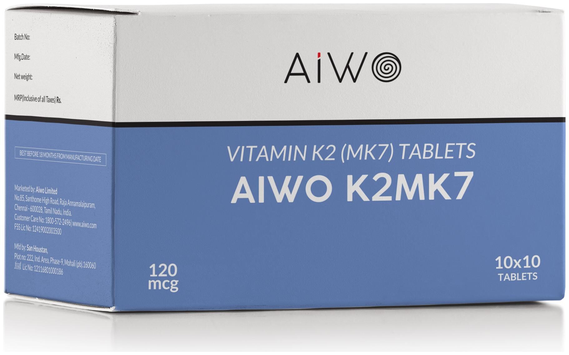 

Aiwo K2Mk7 120mcg 100 Tablets