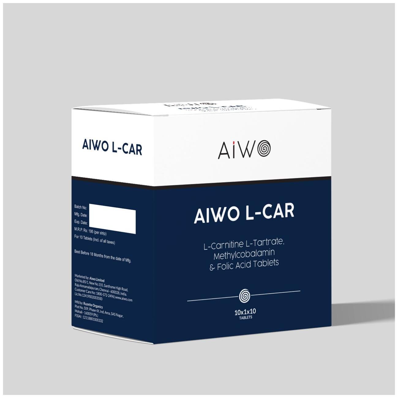 

Aiwo L- Carnitine L- Tartrate Methylcobalamin And Folic Acid Tablets 100 Tablets