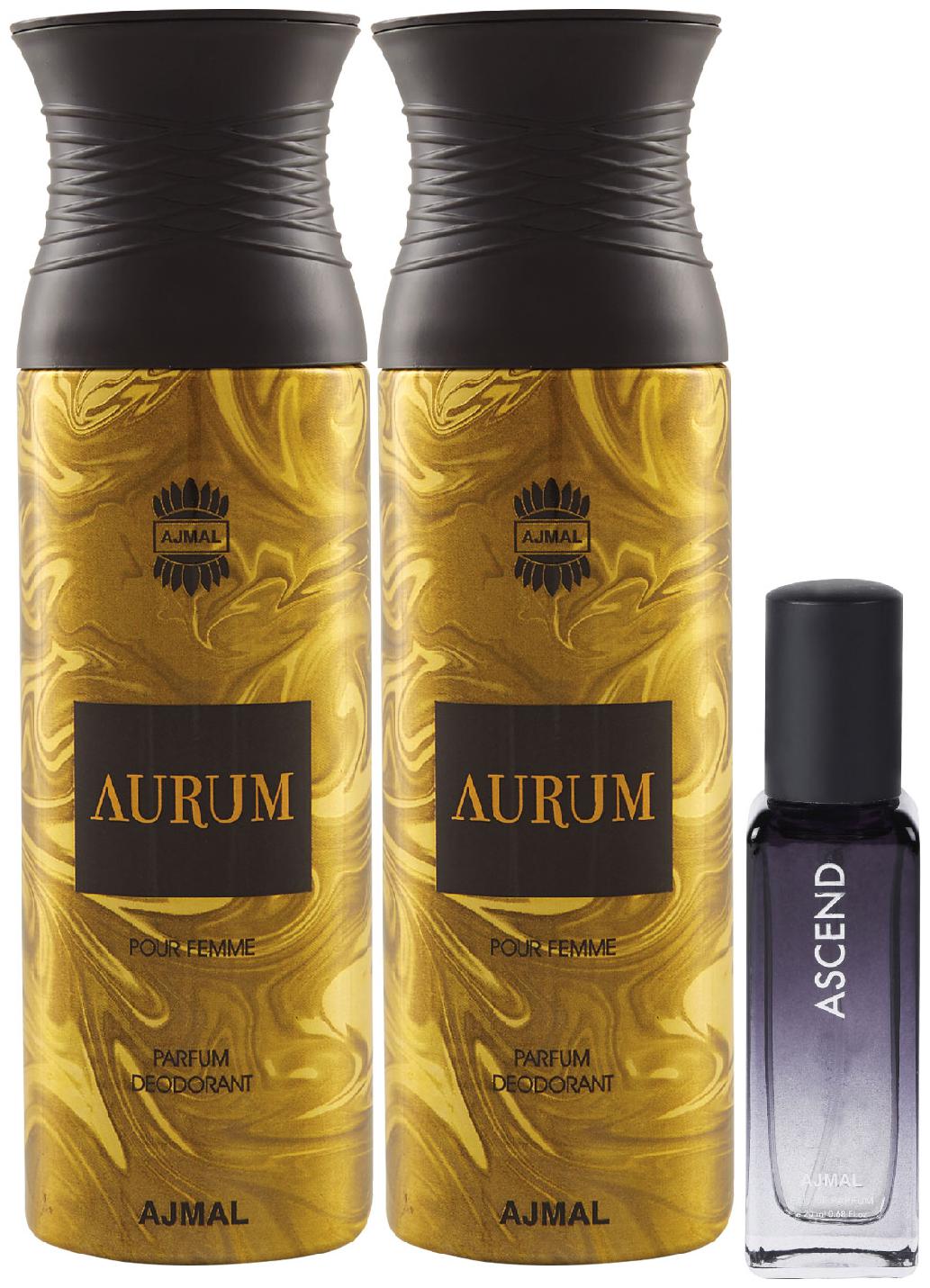

Ajmal 2 Aurum Deo 200 ml Ascend EDP 20 ml Pack of 3 for Men Women