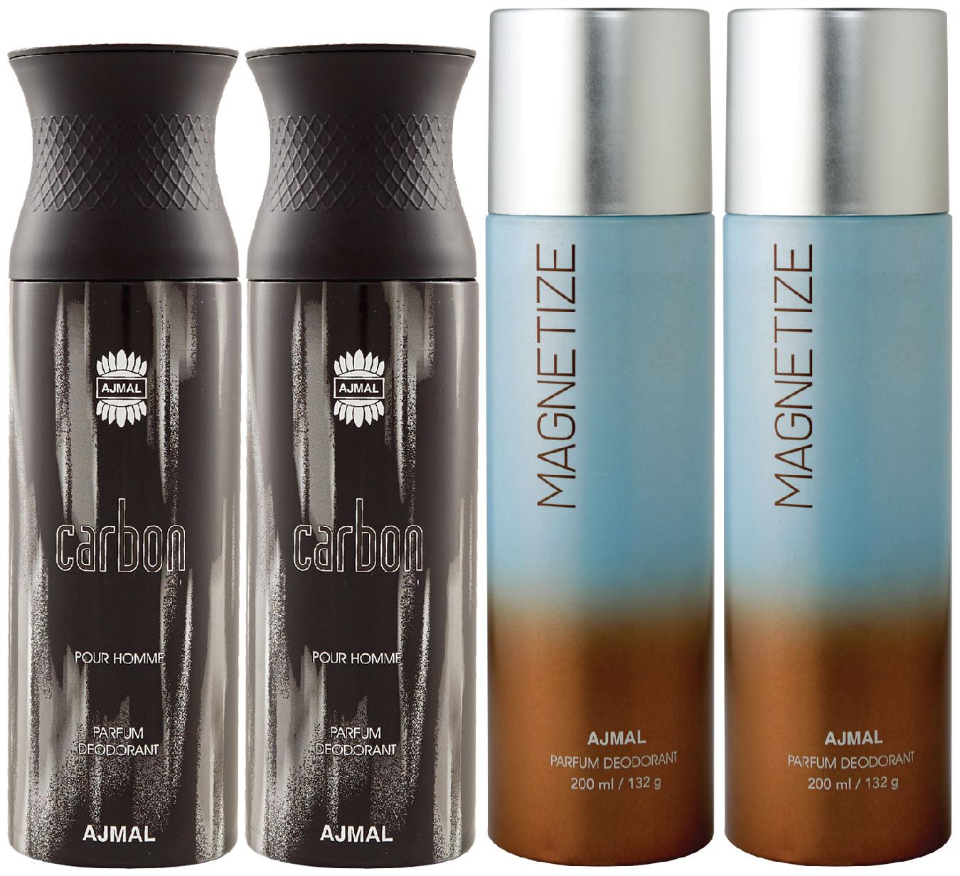 

Ajmal 2 Carbon for Men and 2 Magnetize for Men Women High Quality Deodorants each 200ml Combo ( Pack of 4 )