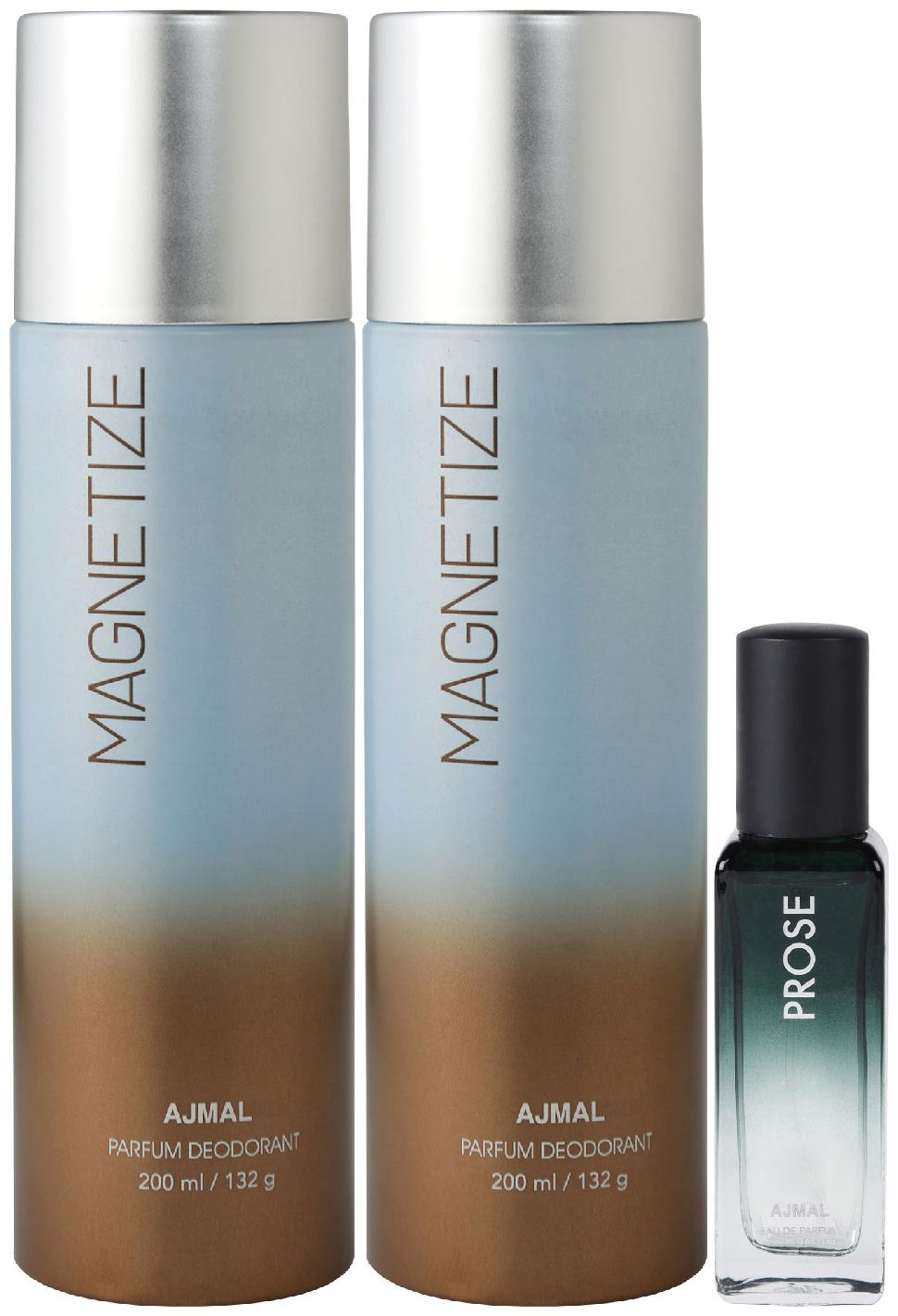 

Ajmal 2 Magnetize Deo each 200 ml Prose EDP 20 ml Pack of 3 for Men Women