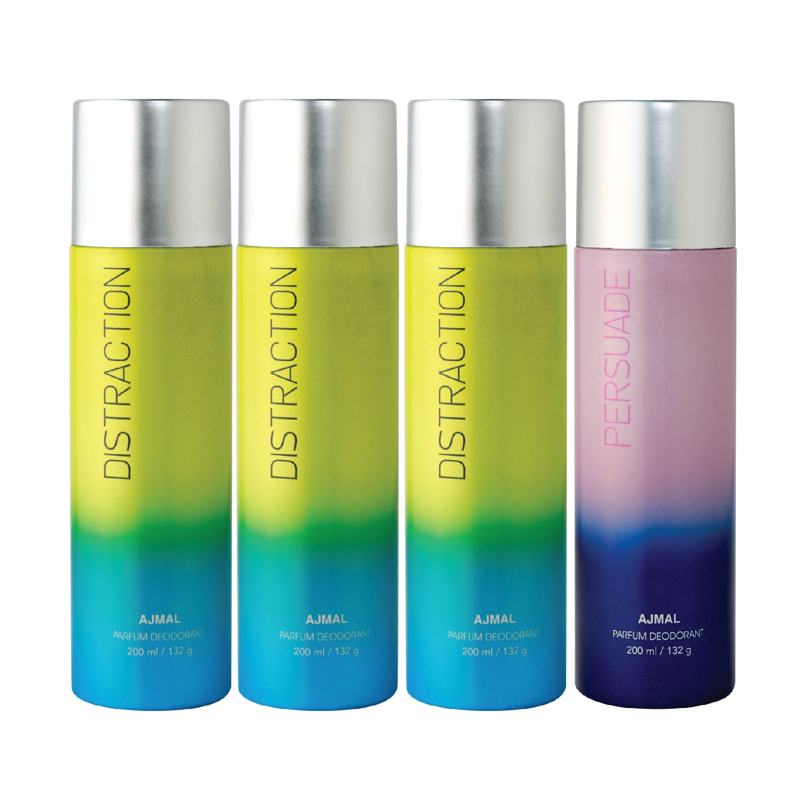

Ajmal 3 Distraction 1 Persuade Deodorant High Quality Deodorant 200ml each (Pack of 4)