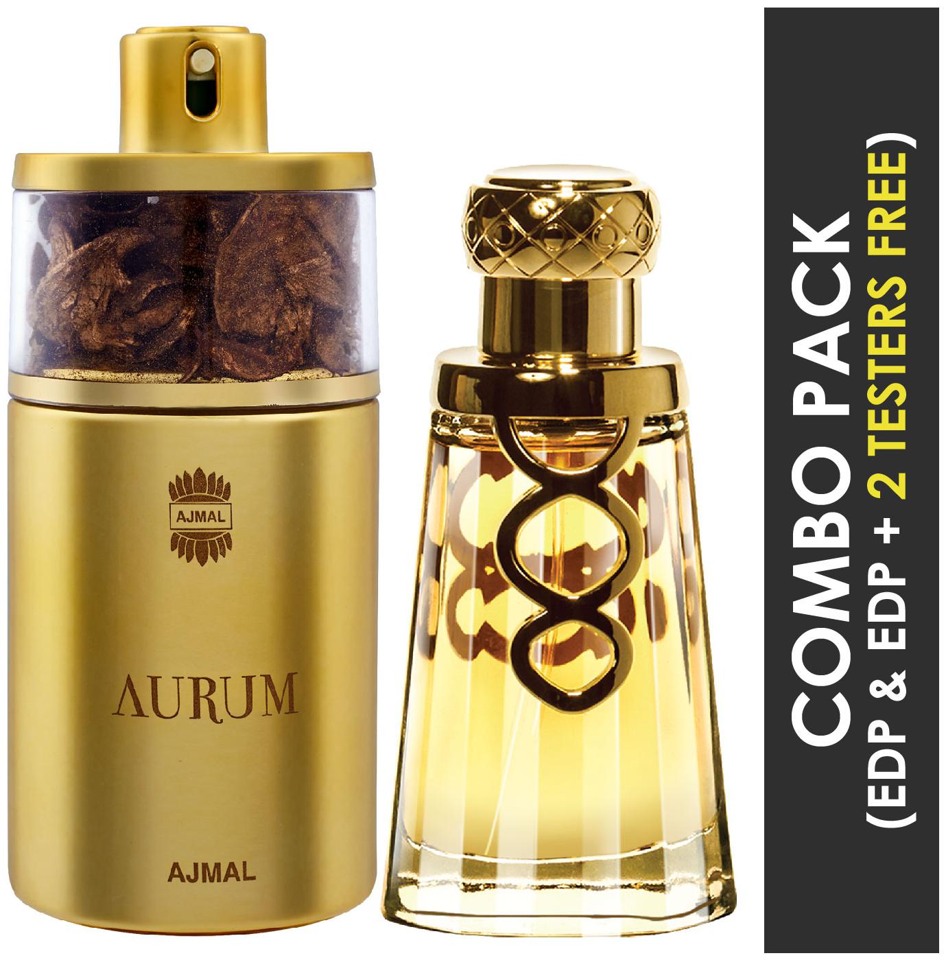 

Ajmal Aurum EDP Fruity Floral Perfume 75ml for Women and Khallab EDP Woody Oudh Perfume 50ml for Unisex
