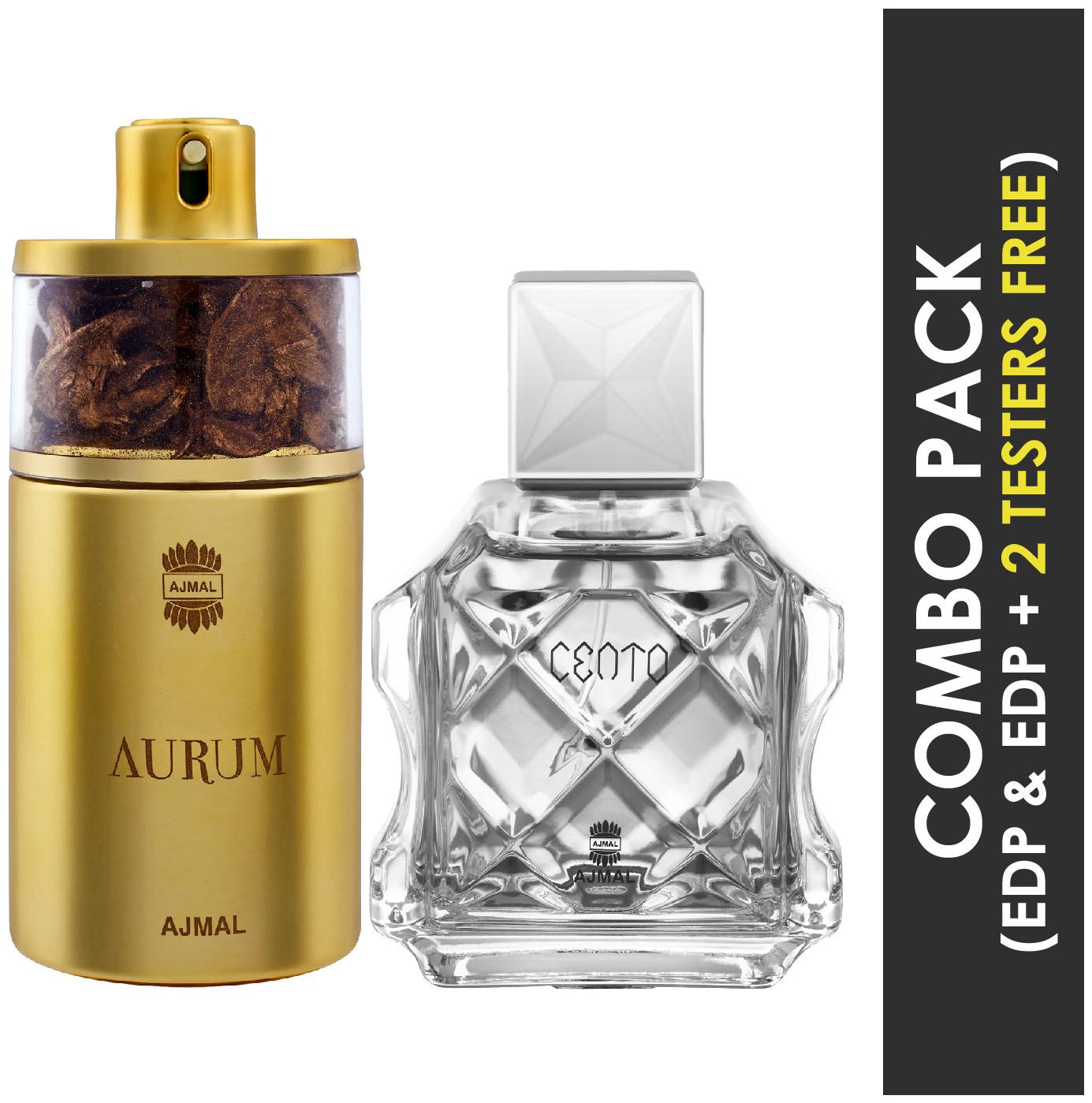 

Ajmal Aurum EDP Fruity Floral Perfume 75ml for Women and Cento EDP Citrus Aromatic Perfume 100ml for Men