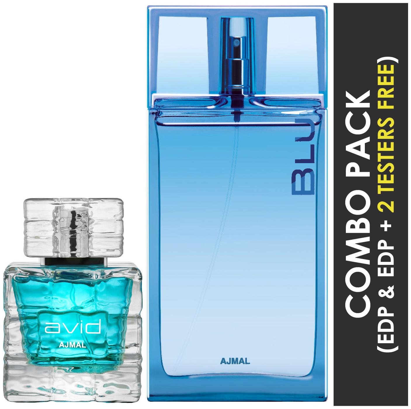 

Ajmal Avid EDP Aquatic Woody Perfume 75ml for Men and Blu EDP Aquatic Woody Perfume 90ml for Men (Pack of 2)