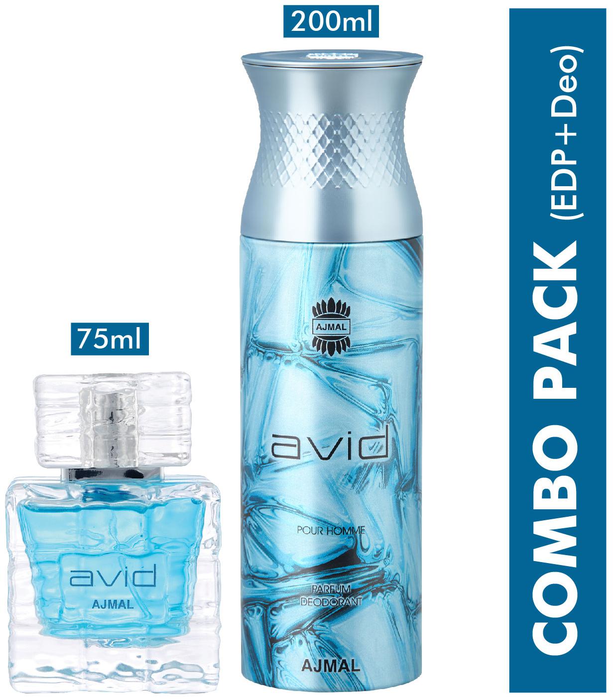 

Ajmal Avid EDP 75ml Fresh perfume for Men Avid Perfume Deodorant 200ml for men