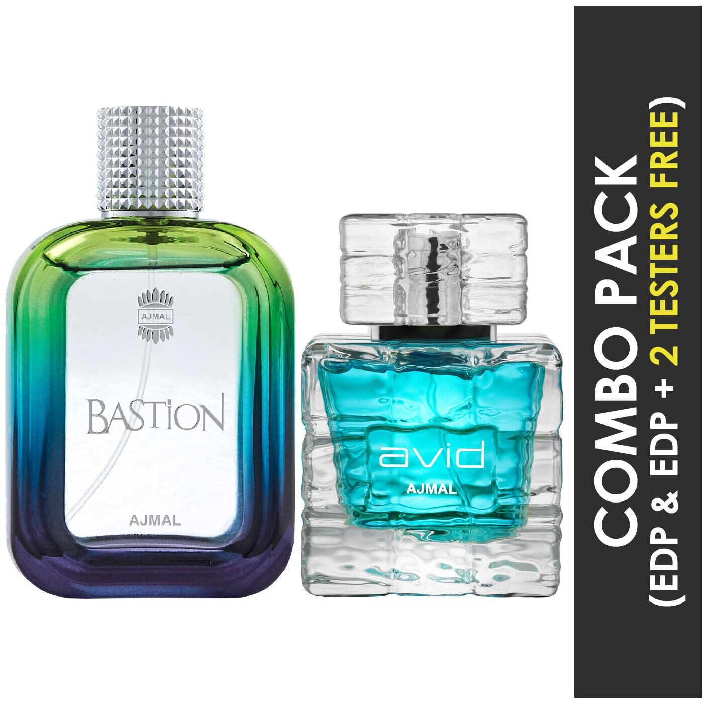

Ajmal Bastion EDP Woody Aromatic Perfume 100ml for Men and Ajmal Avid EDP Aquatic Woody Perfume 75ml for Men (Pack of 2)