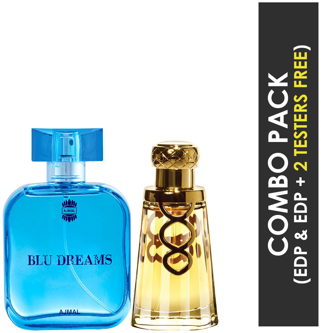 

Ajmal Blu Dreams EDP Citurs Fruity Perfume 100ml for Men and Khallab EDP Woody Oudh Perfume 50ml for Unisex