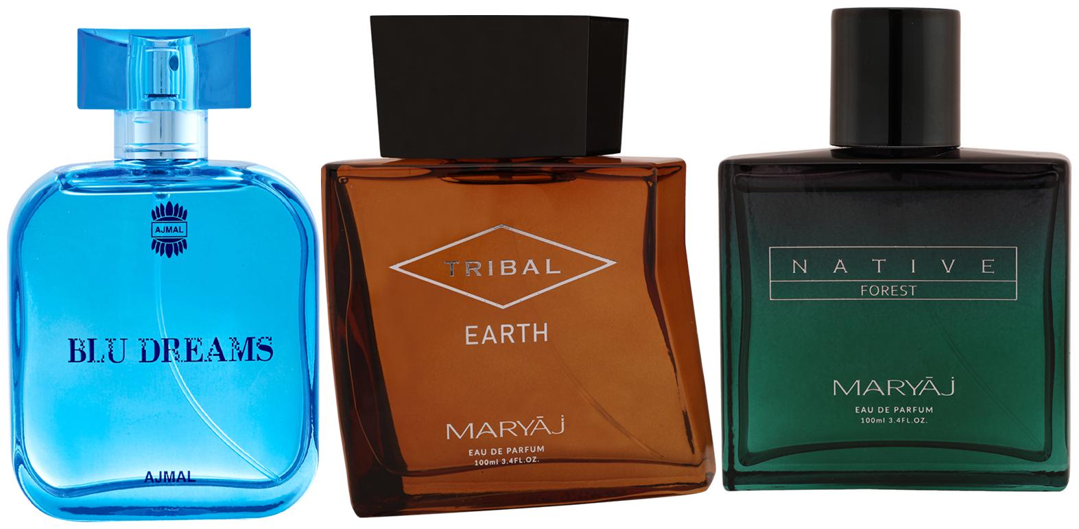 

Ajmal Blu Dreams EDP Maryaj Tribal Earth EDP Maryaj Native Forest EDP 100ml (Pack of 3)