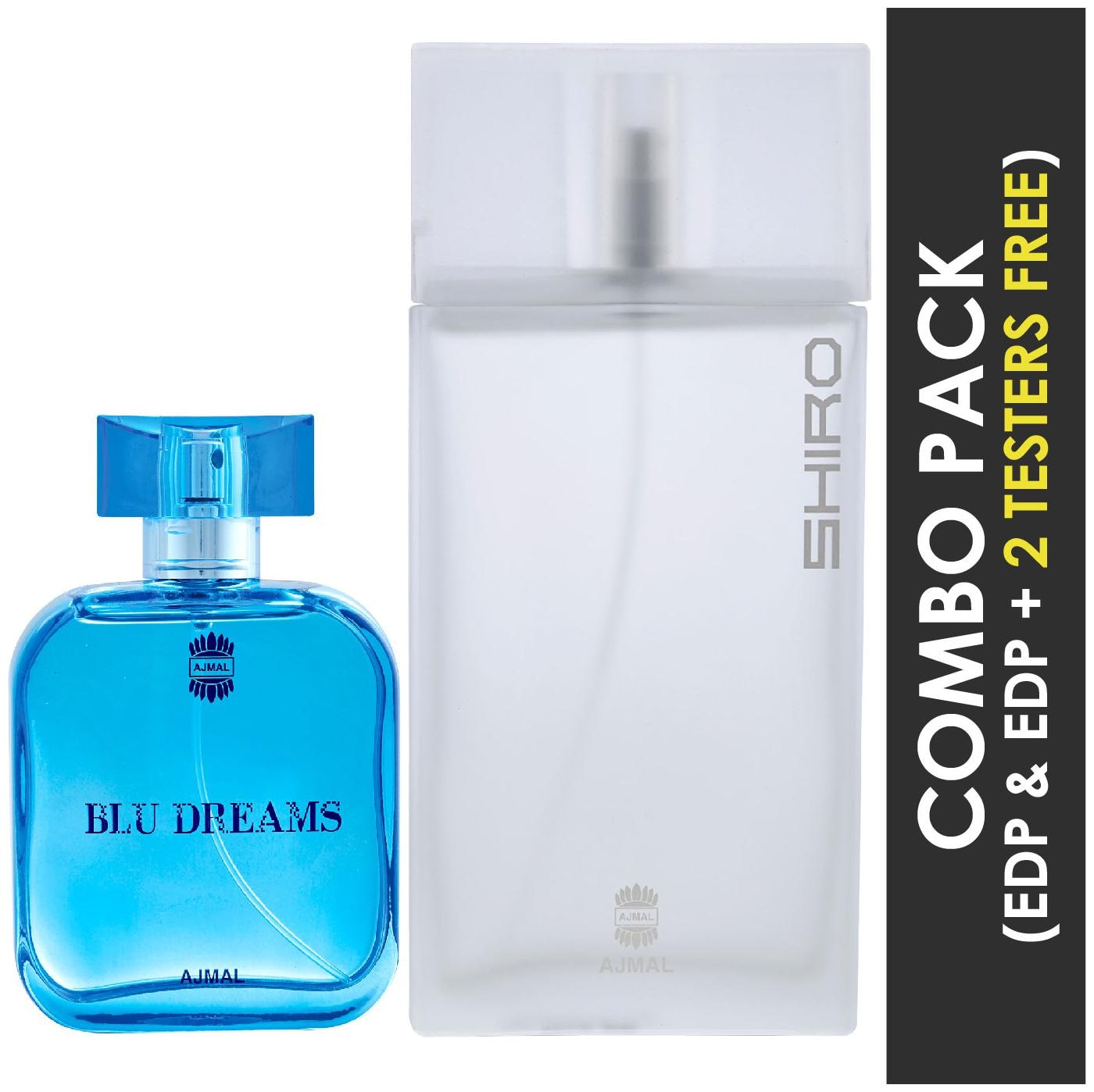 

Ajmal Blu Dreams EDP Citurs Fruity Perfume 100ml for Men and Ajmal Shiro EDP Citrus Spicy Perfume 90ml for Men