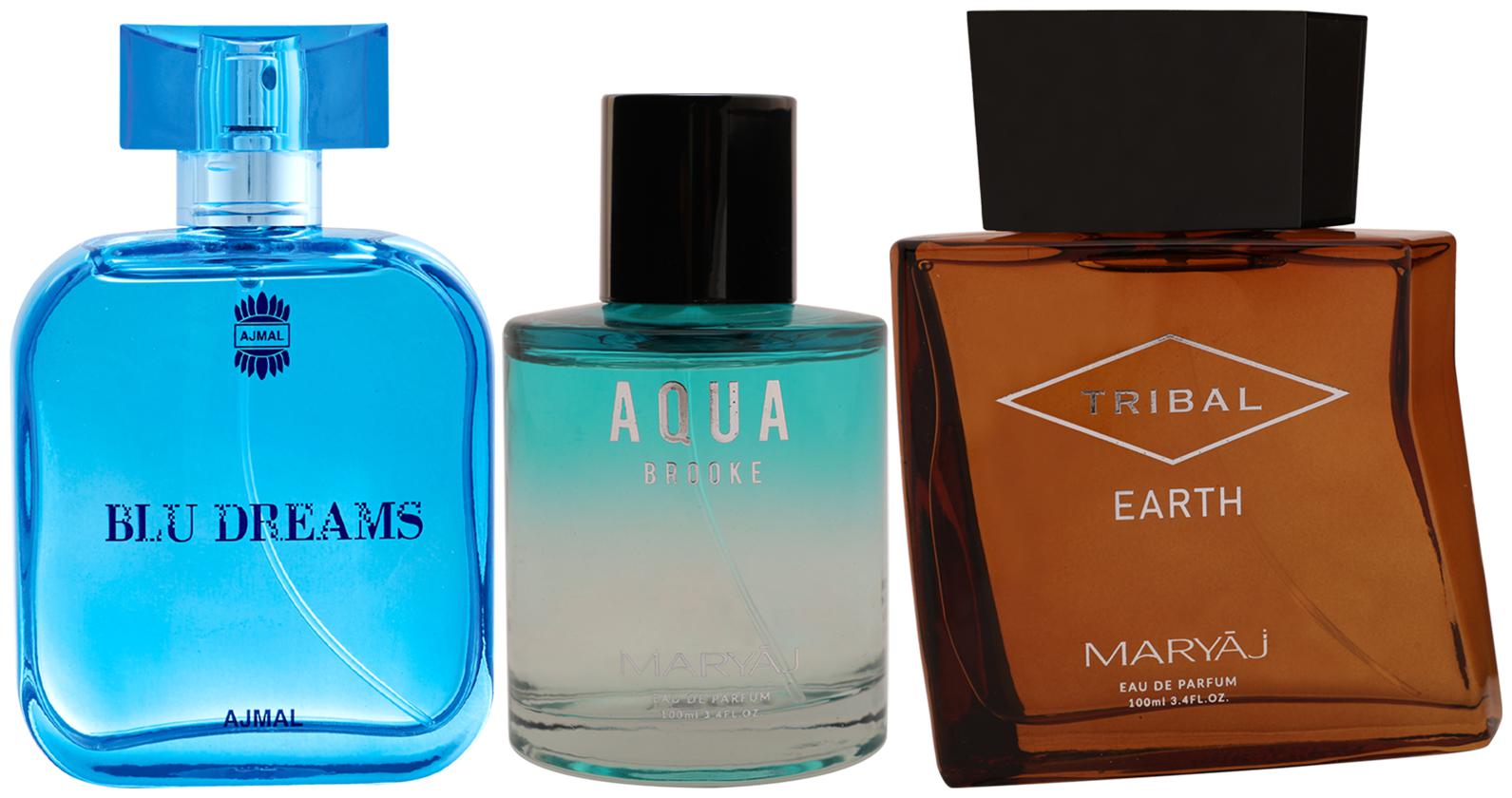 

Ajmal Blu Dreams EDP Maryaj Aqua Brooke EDP Maryaj Tribal Earth EDP 100ml (Pack of 3)