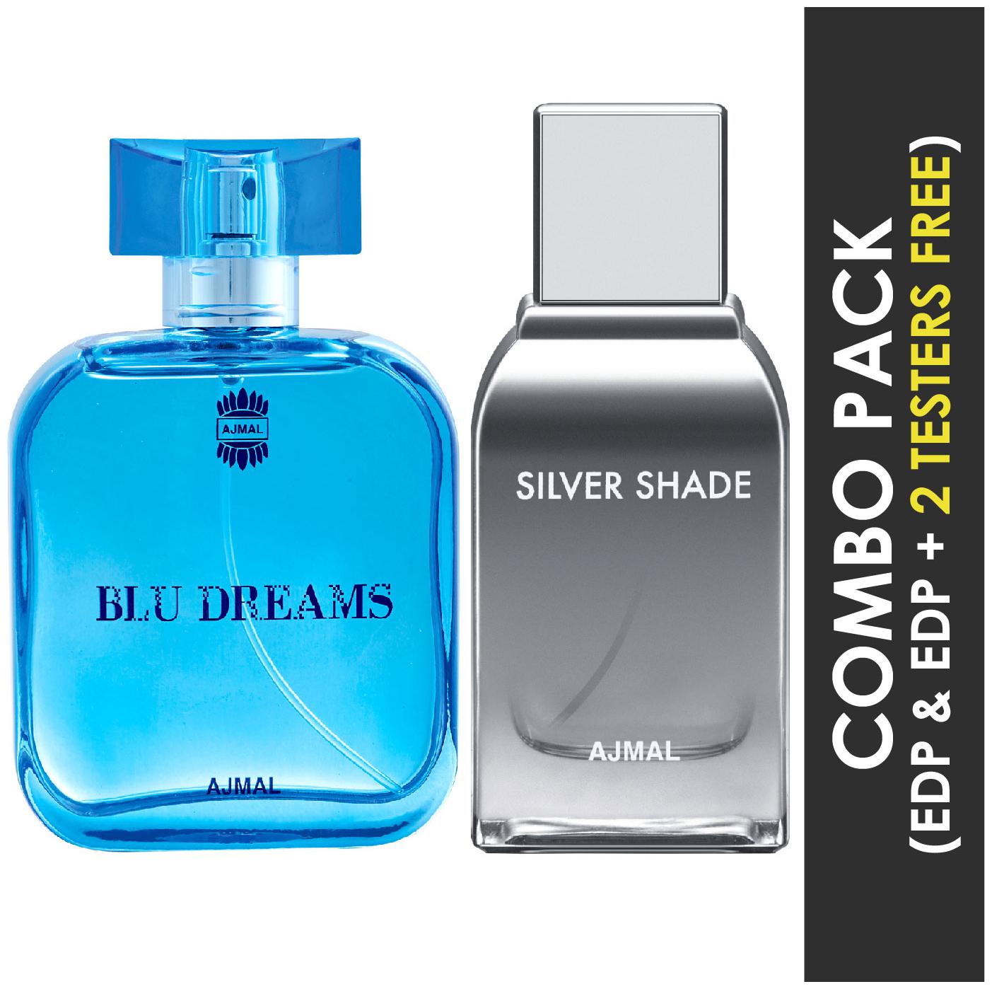 

Ajmal Blu Dreams EDP Citurs Fruity Perfume 100ml for Men and Silver Shade EDP Citrus Woody Perfume 100ml for Men (Pack of 2)