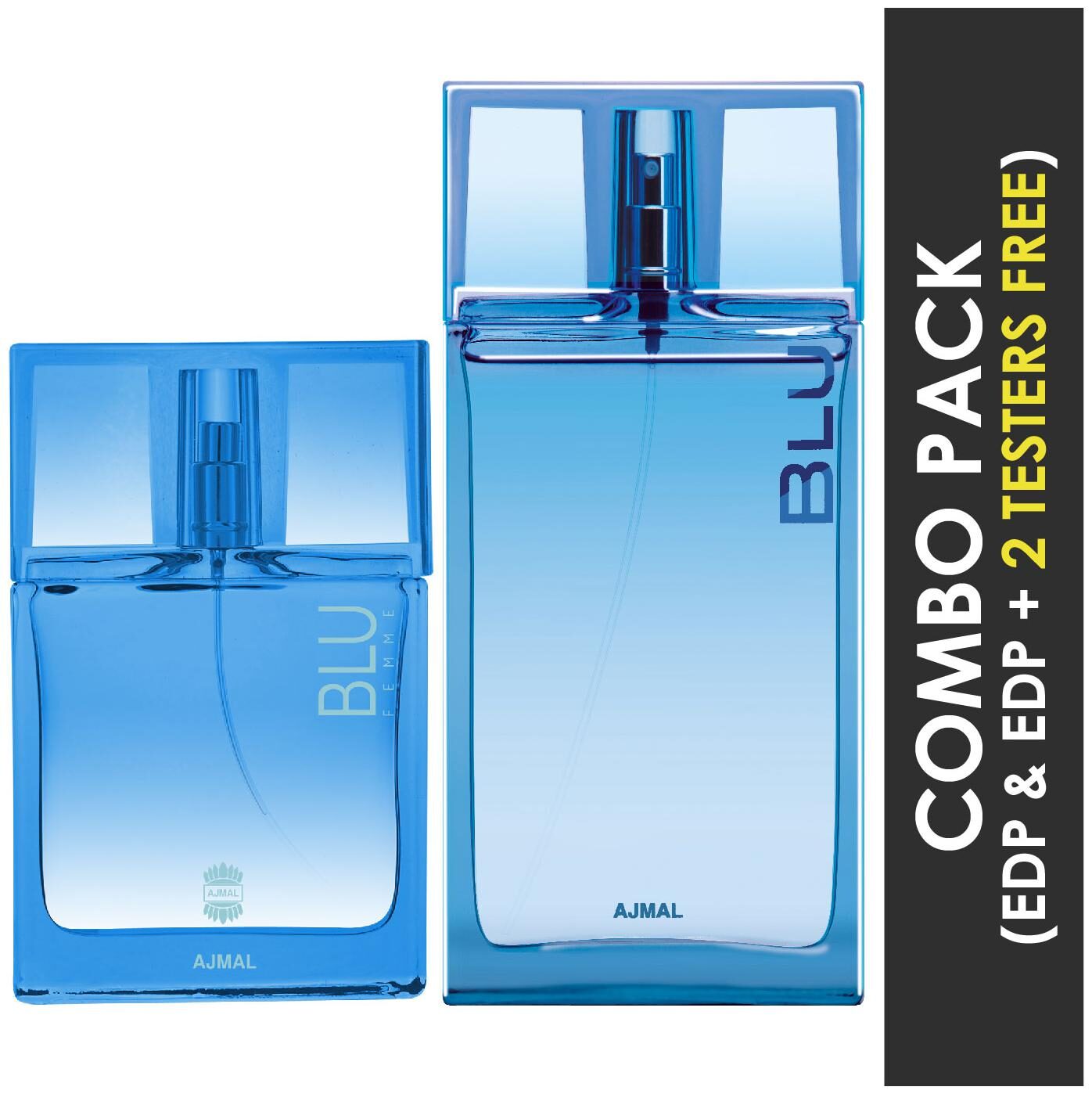 

Ajmal Blu Femme EDP Floral Woody Perfume 50ml for Women and Ajmal Blu EDP Aquatic Woody Perfume 90ml for Men