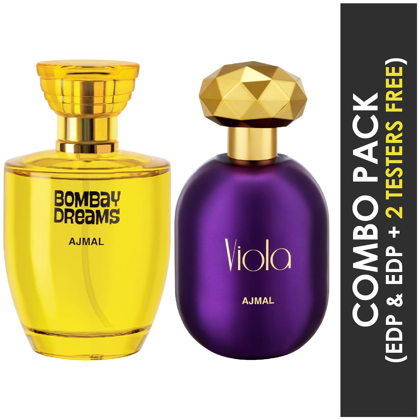 

Ajmal Bombay Dreams EDP Floral Fruity Perfume 100ml for Women and Ajmal Viola EDP Fruity Floral Perfume 75ml for Women