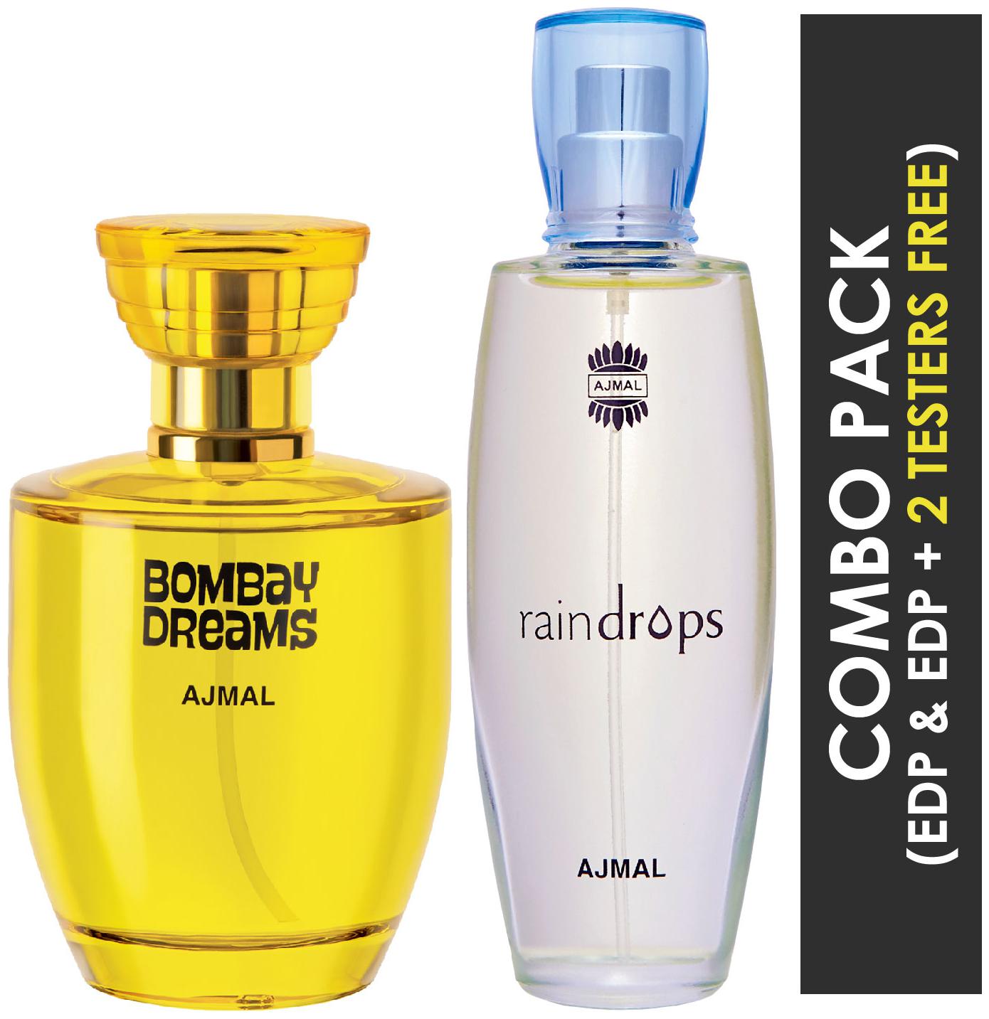 

Ajmal Bombay Dreams EDP Floral Fruity Perfume 100ml for Women and Ajmal Raindrops EDP Floral Chypre Perfume 50ml for Women