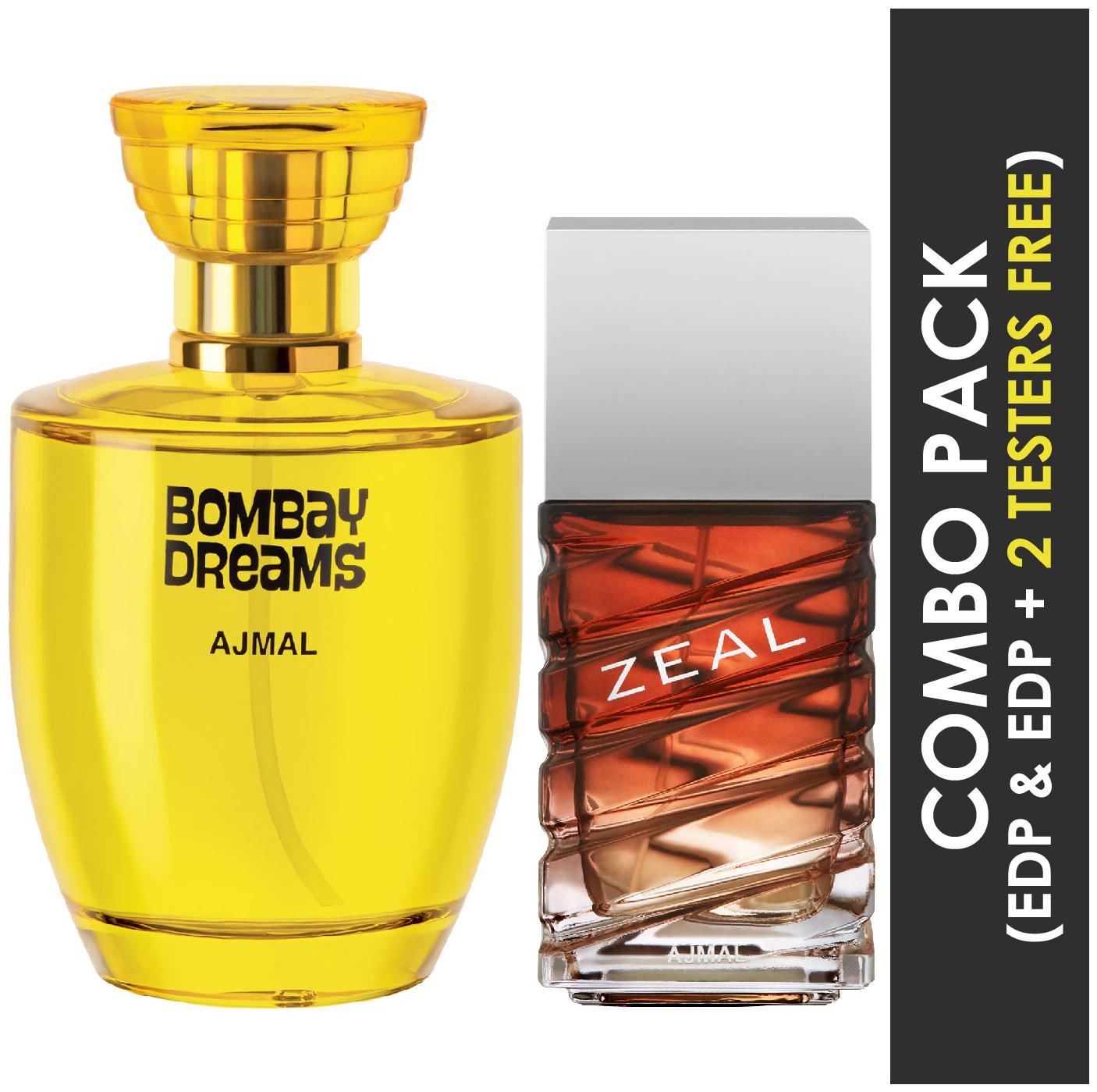 

Ajmal Bombay Dreams EDP Floral Fruity Perfume 100ml for Women and Zeal EDP Aquatic Woody Perfume 100ml for Men