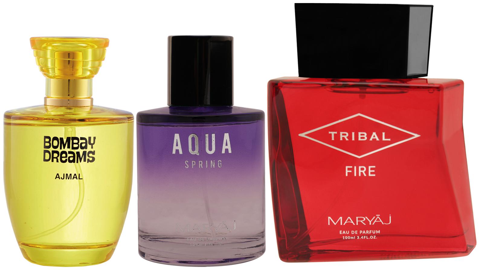 

Ajmal Bombay Dreams EDP Maryaj Aqua Spring EDP Maryaj Tribal Fire EDP 100ml (Pack of 3)