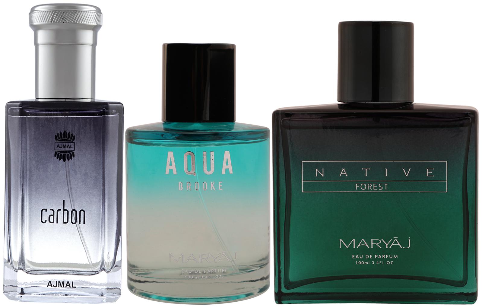 

Ajmal Carbon EDP Citrus Perfume Maryaj Aqua Brooke EDP Maryaj Native Forest EDP 100ml (Pack of 3)