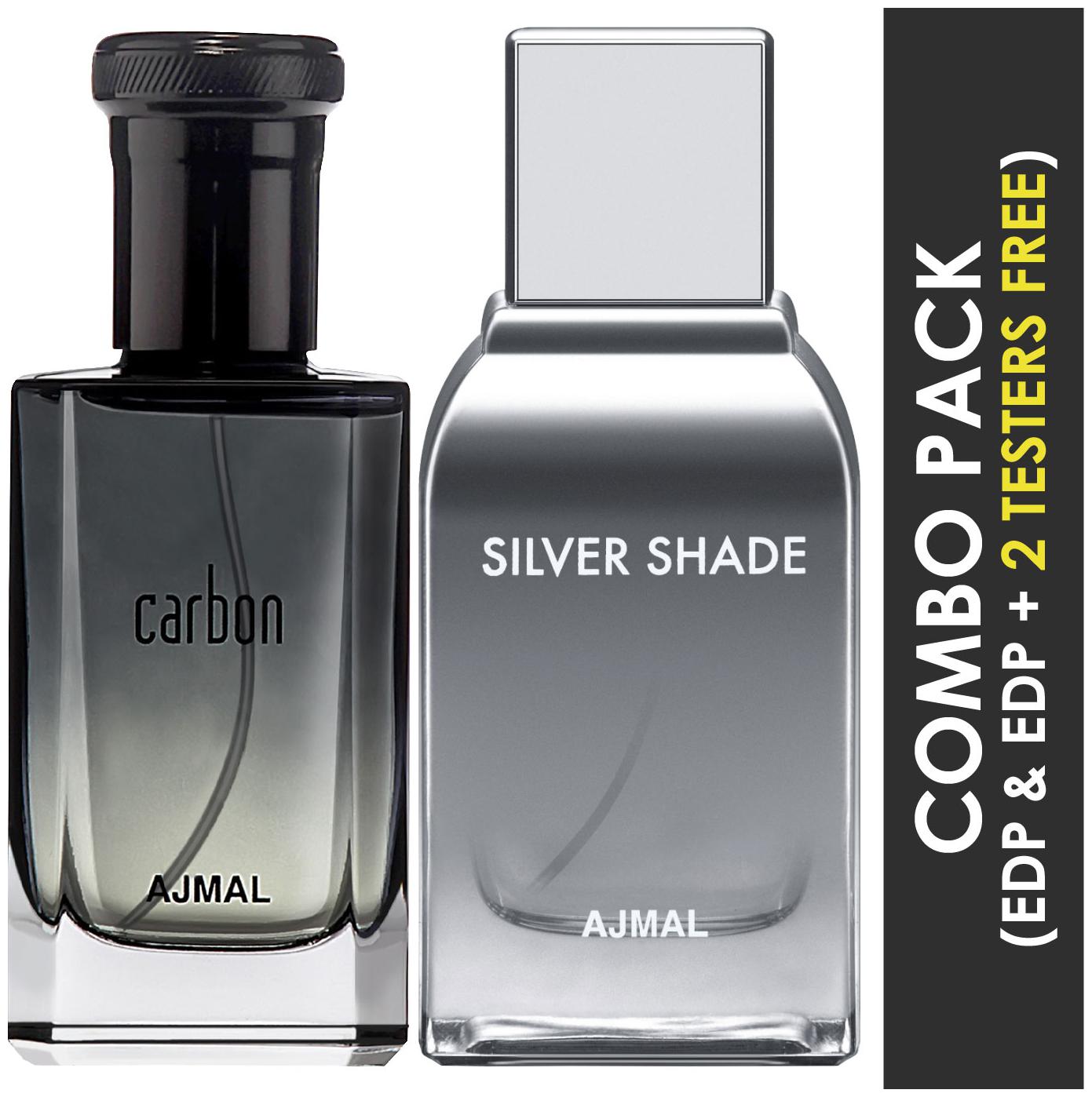 

Ajmal Carbon EDP Citrus Spicy Perfume 100ml for Men and Silver Shade EDP Citrus Woody Perfume 100ml for Men (Pack of 2)
