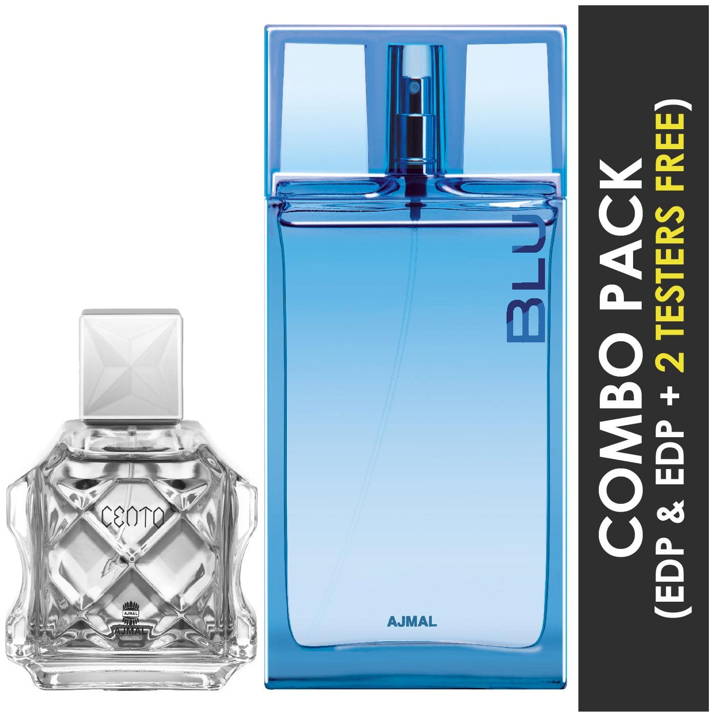 

Ajmal Cento EDP Citrus Aromatic Perfume 100ml for Men and Blu EDP Aquatic Woody Perfume 90ml for Men (Pack of 2)
