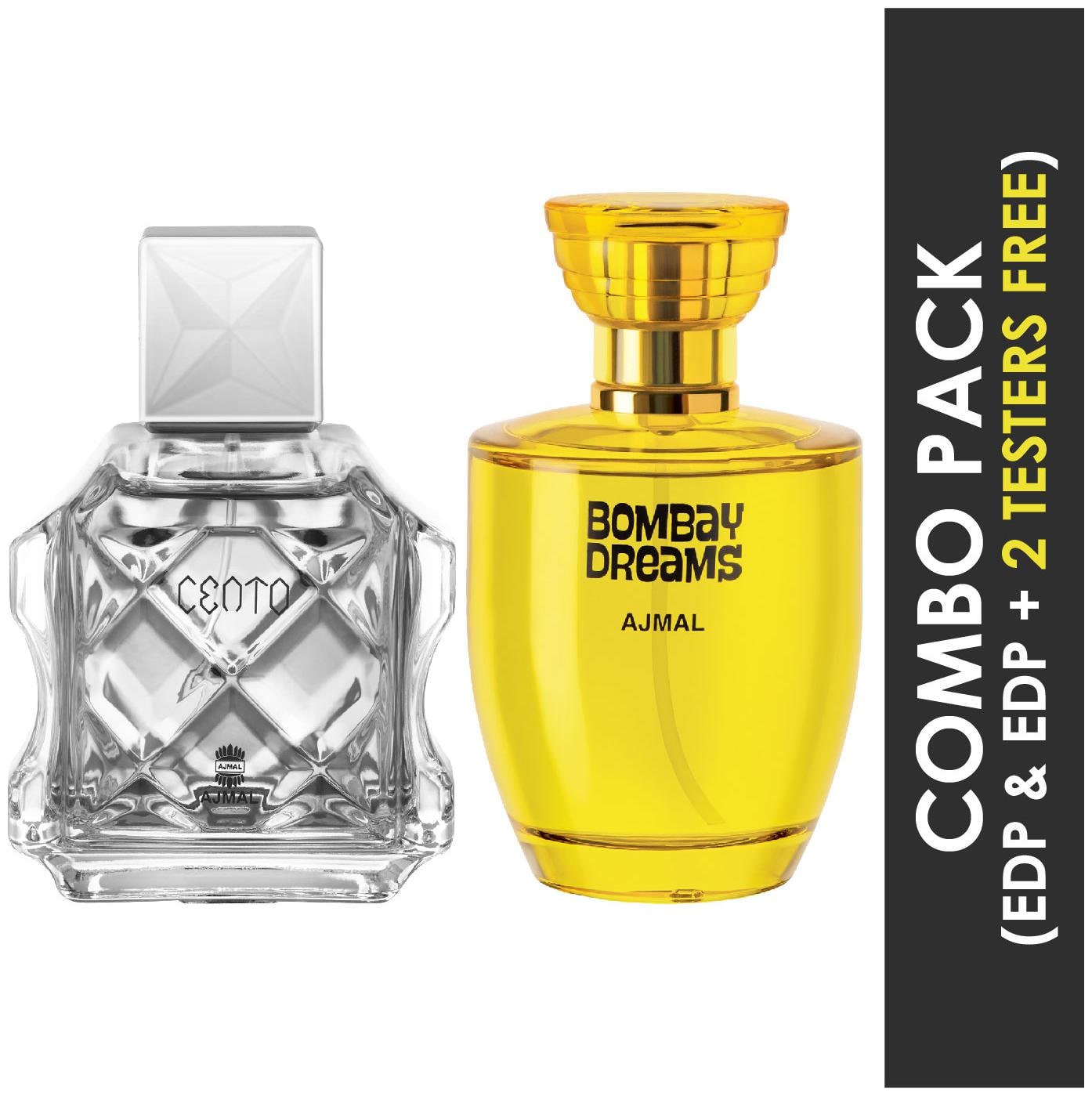

Ajmal Cento EDP Citrus Aromatic Perfume 100ml for Men and Ajmal Bombay Dreams EDP Floral Fruity Perfume 100ml for Women (Pack of 2)