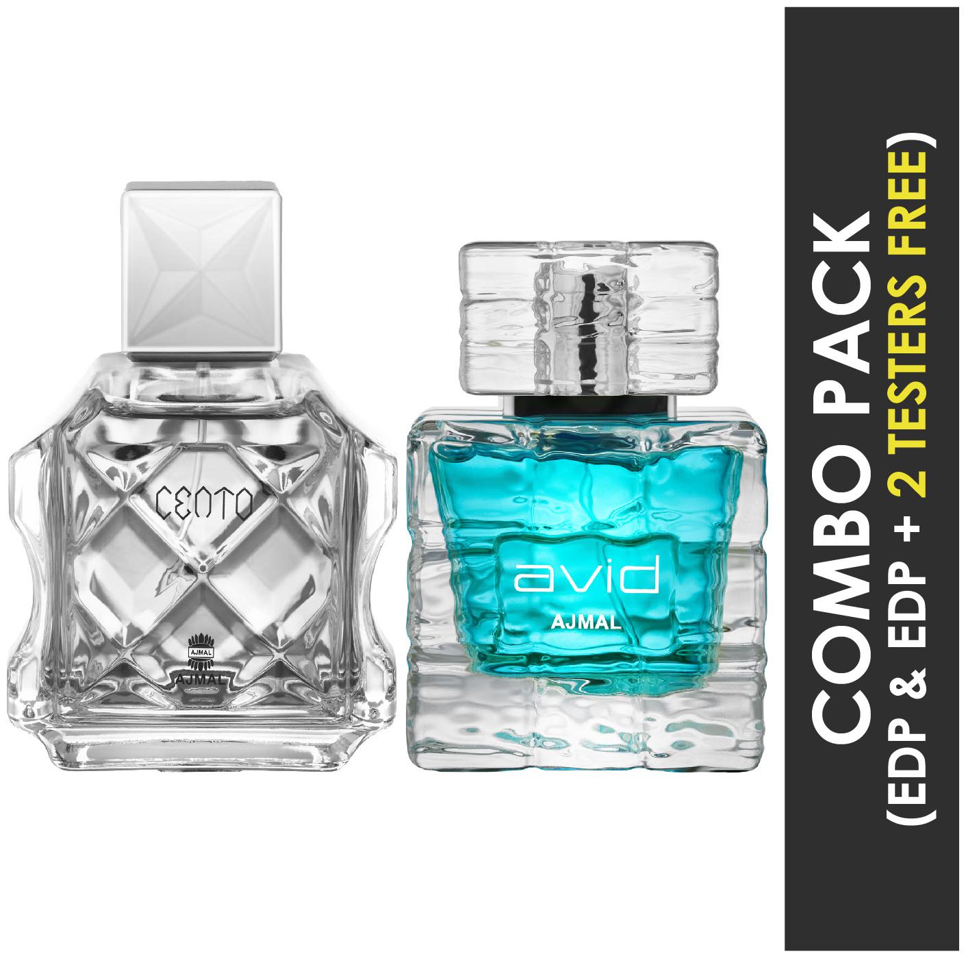 

Ajmal Cento EDP Citrus Aromatic Perfume 100ml for Men and Ajmal Avid EDP Aquatic Woody Perfume 75ml for Men