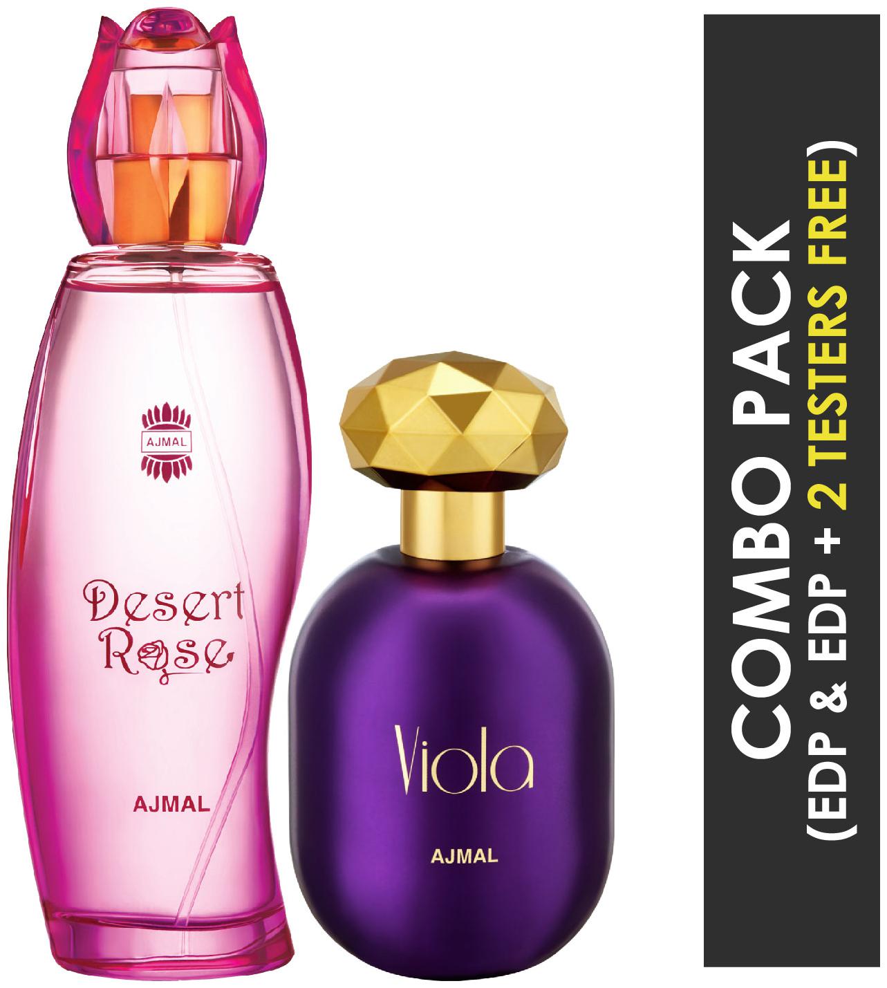 

Ajmal Desert Rose EDP Floral Oriental Perfume 100ml for Women and Ajmal Viola EDP Fruity Floral Perfume 75ml for Women