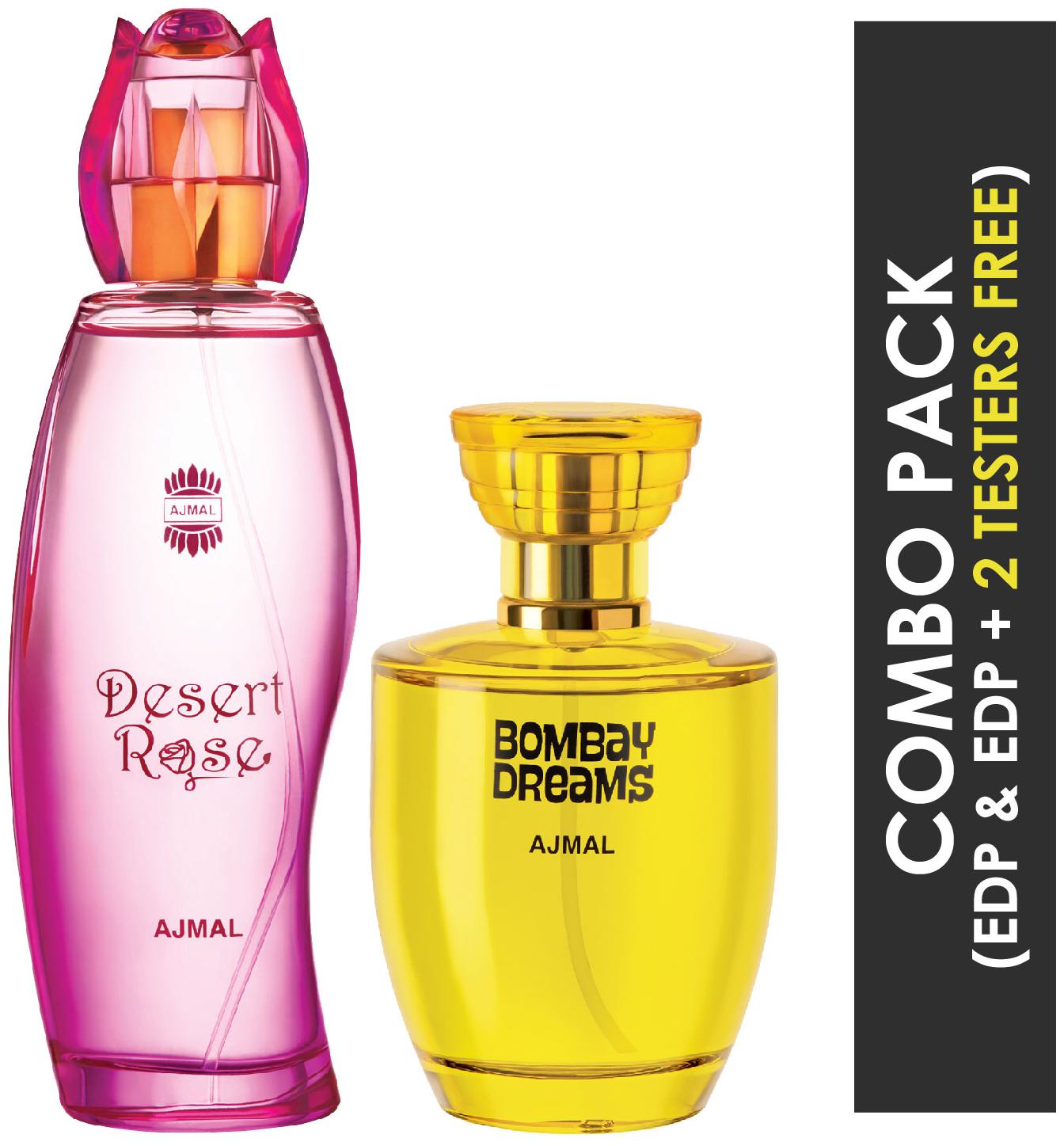 

Ajmal Desert Rose EDP Floral Oriental Perfume 100ml for Women and Ajmal Bombay Dreams EDP Floral Fruity Perfume 100ml for Women